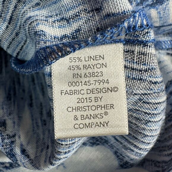 NEW Christopher & Banks Size Medium Linen Blend Button Collar Short Sleeve Top - Picture 8 of 9